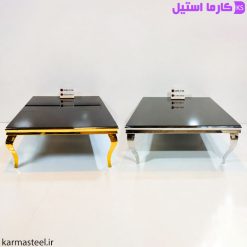 میز جلو مبلی مدل سم آهویی طلایی و نقره ایی