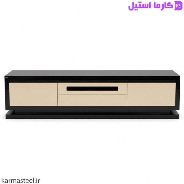 میز تلویزیون مدل 1030 با پس زمینه رنگ سفید مشکی