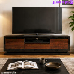 میز تلویزیون مدل 1040 در محیط خانه با خود تلویزیون