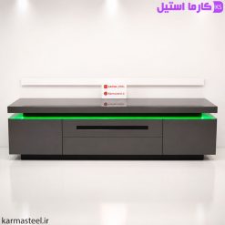 میز تلویزیون مدل نیوان مشکی رنگ با نور مخفی سبز