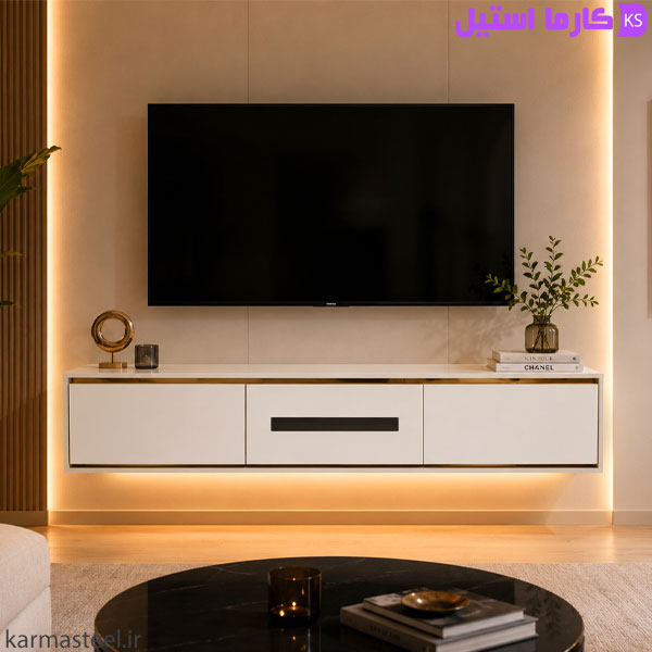 میز تلویزیون دیواری مدل T10 رنگ سفید