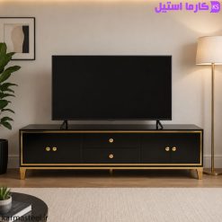 میز تلویزیون مدل زبرا مشکی با tv