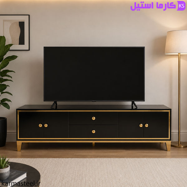 میز تلویزیون مدل زبرا مشکی با tv